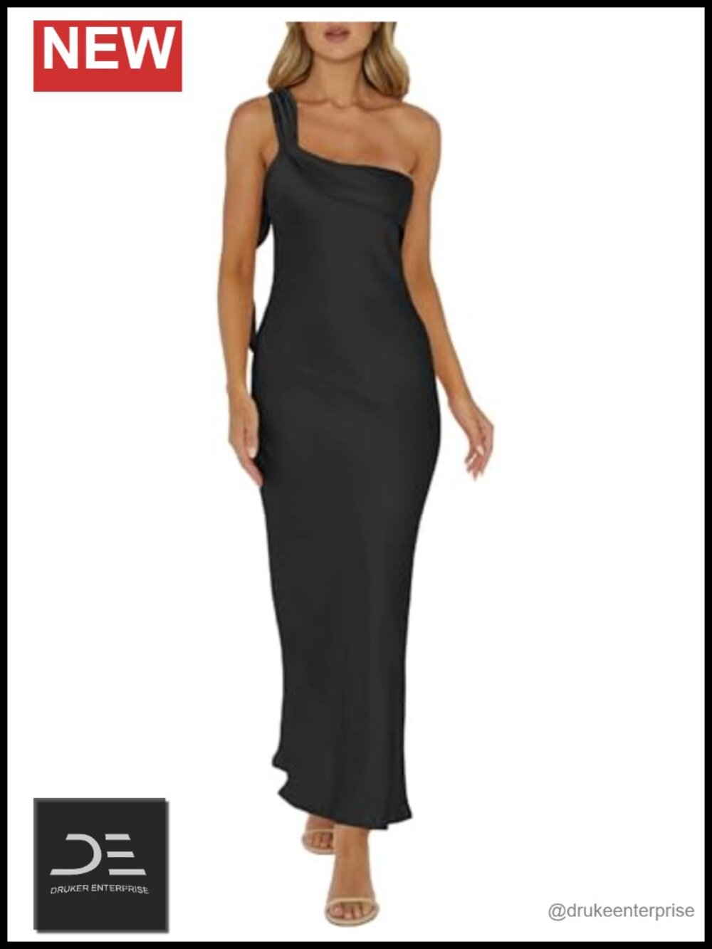 Satin One Shoulder Formal Maxi Dress Wedding Guest Women